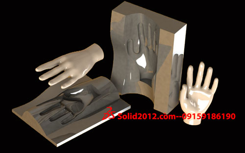 آموزش طراحی قالب مدل دست در نرم افزار سالیدورک mold solidworks